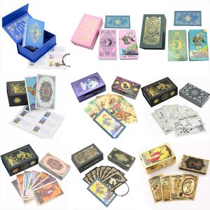 Plastic tarot card rider gold foil exquisite chess and card game divination card collection waterproof wear-resistant game cards 240223