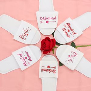 Sıcak Satış Pijama Partisi Düğün Gelin Terlik Açık Ayak Parmağı Tek Kullanımlık Otel Terlik Kadınlar için 2428