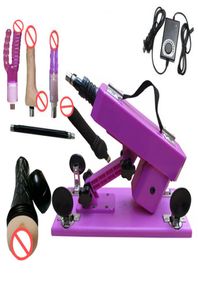 Фиолетовый автоматический секс-пулемет для женщин и мужчин. Выдвижные мощные любовные машины с мужской мастурбацией и насадками для фаллоимитатора7564682
