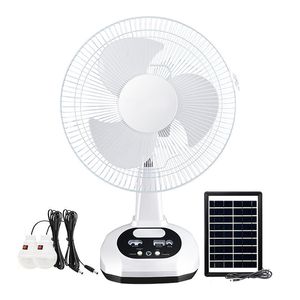 Güneş Fanı 12 inç 10 saat Çalışma Taşınabilir USB şarj edilebilir masa fanı Açık hava kampı için LED ampulleri