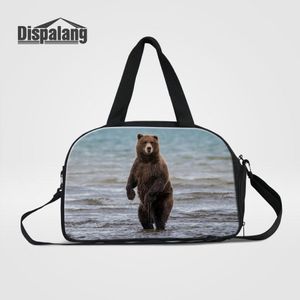 Tuval erkek seyahat çantaları bagaj çantası taşıyan ayı hayvanat bahçesi hayvan baskılı duffle çanta ayakkabı cep orta hafta sonu çantaları yüksek q297h