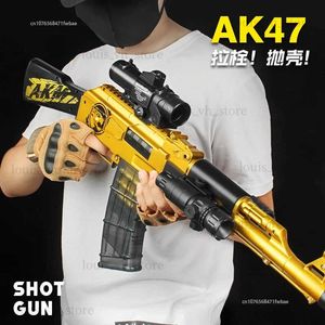 Пистолет-игрушки Ручной снаряд для метания тягового болта AK 47 Детский пистолет-игрушка Штурмовой снайпер Страйкбольное оружие Открытый Мягкая пена Пуля-пистолет Мальчики Игрушки T240309