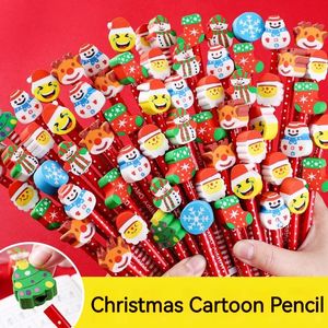 20/30 adet sevimli Noel kalem karikatür silgi baş kalem Kawaii Noel Hediyeleri Okul malzemeleri taslak yazma kırtasiye 240304