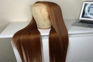 4x4 kapatma insan saç peruk düz 5x5pu ipek taban peruklar kahverengi renk şeffaf13x4 dantel ön insan saç perukları renkli kemik shrai2033864