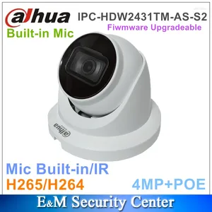 Original dahua inglês IPC-HDW2431TM-AS-S2 ip poe capa de metal 4mp lite ir câmera de rede de globo ocular focal fixo