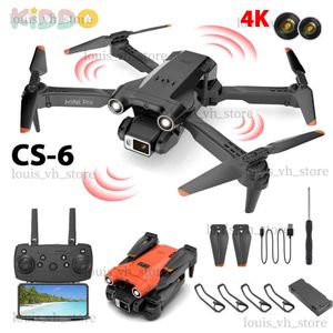 Elektrik/RC Uçak CS6 DRONE 4K Çift Kamera HD Profesyonel Hava Sabitleme WiFi Katlanabilir Quadcopter Uzaktan Kumanda Helikopteri LED T240309