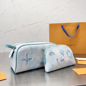 Kadınlar Erkek Büyük Çambaşalar Lüks Tasarımcıları Makyaj Güzellik Kravat Boya Makyaj Kılıfı Pochette Accessoires Çift fermuarlı çanta Çantalar Kozmetik Çantası