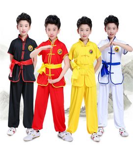 Çocuklar için Çince Geleneksel Wushu Giyim Çocuklar İçin Dövüş Sanatları Üniforma Kung Fu Takım Kızlar Erkek Sahne Performans Kostüm Seti HA6837718
