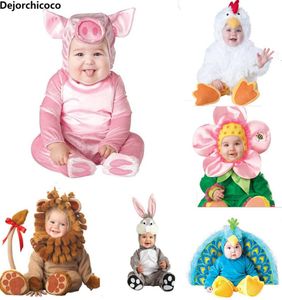 New Fashion Halloween Pagliaccetti Cute Animal Cosplay Ragazzi Tute Pink Pig Girls Forma Costumi per bambini Neonati Vestiti Q1905185779592