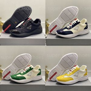 Tasarımcı Loafers Erkekler Amerika Kupası Spor ayakkabıları Kadın Üçgen Logo Ayakkabı Deri Sneaker Beyaz Siyah Gri Eğitimler Kutu 35-46