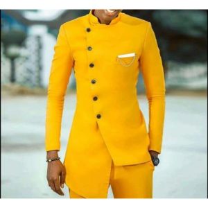 Suits Sarı Hint Düğün Erkek Takım Tailormade Slim Fit En İyi Adam Damat Elbise Smokedo Prom Yemeği Altın Robe Blazer Pantolon 2 PCS
