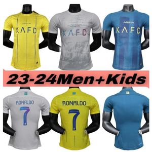 23 24 25 Ev ve Away Üçüncü Fan Oyuncu Basarımı Tayland Camisetas Futbol Maillots De Foot Futbol T-Shirt Riyad zaferi No. 7 Kahire Jersey 10 Mane Yetişkin Çocuklar Seti