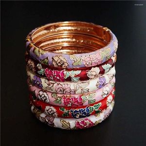 Bileklik Vintage Moda El Sanatları Çiçek Cloisonne Dilgi Hediyeleri Kadınlar Kız Bangles Mücevher Mücevheri Aksesuarları