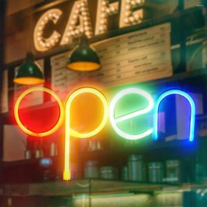 Luzes noturnas abertas sinal de néon led sinais luz ultra brilhante colorido iluminado negócio para janela café