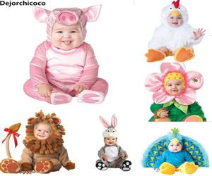 New Fashion Halloween Pagliaccetti Cute Animal Cosplay Ragazzi Tute Pink Pig Girls Forma Costumi per bambini Neonati Vestiti Q1905182465554