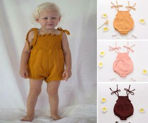Çocuk Tasarımcı Bebek Yaz Pamuk Nefes Alabaç Sırıştırıcılar Tulumlar Bebek Kız Erkekler Düz Renkli Sling Romper Toddler Tırmanış S9483406