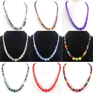 Ожерелья с подвесками WOJIAER 6-14 мм, круглые бусины, ожерелье из натурального драгоценного камня, фиолетовый кристалл, агаты мечты, 17,5 дюймов, ювелирные изделия BF301