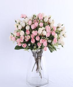 Beyaz Mini İpek Gül Düğün Dekorasyon Gelin için Yapay Çiçekler Sahte Çiçek Buket Diy Ev Dekoru Vase6345494 için Sanat Aksesuarları