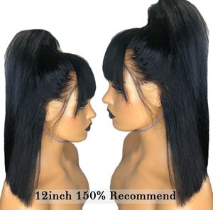 Yeni desen peruk brezilyalı dantel ön insan saç perukları patlamalar ile ön hazırlıklı doğal renk ağartılmış düğümler Remy Saç 150 WIG4354323