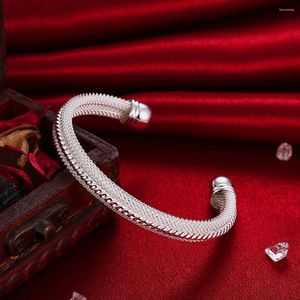 Классический браслет из стерлингового серебра 925 пробы, плетеный сетчатый браслет для женщин, свадебное и помолвочное модное очаровательное ювелирное изделие для вечеринки