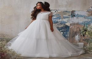 Fildişi beyaz çarpıcı çiçek kız elbise 2022 kabarık aline junior doğum günü parti elbisesi ilk cemaat elbise vaftiz5864711