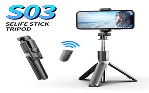 S03 k07 360 degree selfie monopods Tripods Stand Selfie Stick Bluetooth Monopod For IOS Android Smart Phone Desktop Tripod Holder 5030415