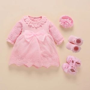 Doğdu Bebek Kız Giysileri Vestidos Vaftiz Elbisesi Bebek Kız Pamuk Prensesi Bebek Beyaz Vaftiz Elbiseleri 3 6 9 ay 240307