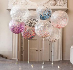 Bütün 36 inç Yuvarlak Şeffaf Kağıt Balon 2018 Yeni Düğün Düzeni Büyük Konfeti Balonları Düğün Partisi Doğum Günü P2181740