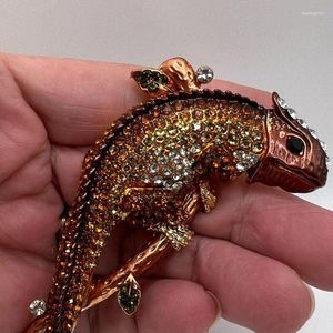 Brooches Retro Lizard Brooch Yaratıcı Korsage Hediyeleri Emaye Pimi ile Eşleştirildi