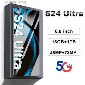 Смартфон смартфона сотовых телефонов S24 Ultra 5G Cellular Global Mobile Phone разблокирует 4G Dual SIM -карта 6800MAH 16GB+1T Android Phone 48MP+72MP Q240312