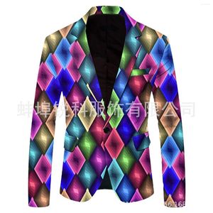 Erkekler Suits Hoo 2024 Bir Düğme Baskılı Blazer Gençlik Serin Moda Eğlence Baskı Gündelik