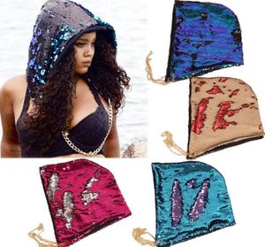 Denizkızı payet şapkalar ins paillette parıltı kapağı cadılar bayramı kostüm kapaklar moda parıltı beanie kaput maskeleri Noel partisi dekoratif 8295512