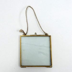 Подарочная античная латунная подвесная стеклянная рамка для фотографий, металлическая портретная винтажная подставка, подвесные фоторамки, домашний декор Gift231q