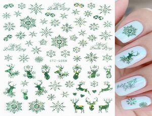 Рождественские наклейки для ногтей, самоклеящиеся зеленые блестящие наклейки, 3D слайдер в виде снежинки, подарочные обертывания из фольги для ногтей, советы для маникюра9583882