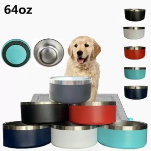 Köpek kaseleri 32oz 64 oz paslanmaz çelik bardaklar çift duvar evcil hayvan gıda kase büyük kapasite 64 oz evcil hayvanlar kupalar B0427311b