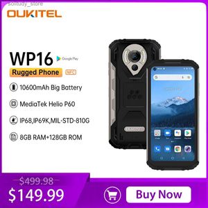 Сотовые телефоны Прочный смартфон Oukitel WP16, 6,4 дюйма, 8 ГБ + 128 ГБ, 10600 мАч, восьмиядерный телефон, 20 МП Helio P60, телефон с NFC-камерой Q240312