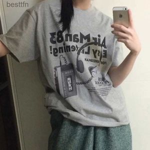 Женская футболка Женская футболка с принтом наушников Y2k Эстетическая футболка большого размера в стиле 90-х годов Винтажная уличная одежда Топы с графикой Футболки Harajuku Футболки в стиле гранж Одежда 240311