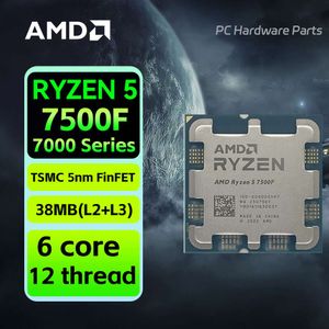 Novo processador amd ryzen 5 7500f cpu r5 7500f 3.7ghz 6-core 12-thread cpu 5nm l3 = 32m am5 novo selado e sem ventilador