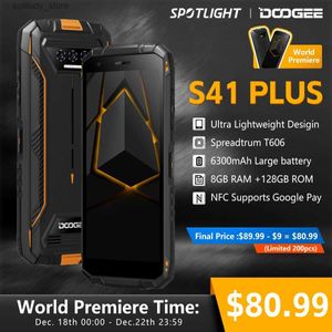 Cep Telefonları Doogee S41 Plus Sağlam Telefon 5.5 I 4GB+128GB 6300mAh Pil 13MP AI NFC Kamera Android 13 Q240312