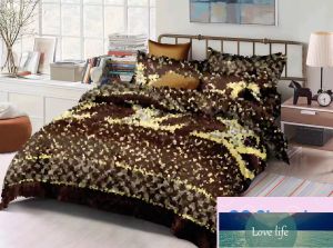 Conjunto de roupa de cama de designer de luxo Deisgner Classic Letter Logo Marrom flor impressa capa de edredom capa de travesseiro 4 peças conjuntos de algodão puro decoração de cama confortável 1,8m 2m