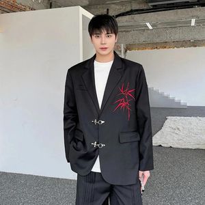 Erkek Suitler Erkekler Bambu Nakış Metal Toka Moda Gevşek Sıradan Vintage Suit Ceket Blazers Adam Harajuku Street Giyim Blazer Ceket