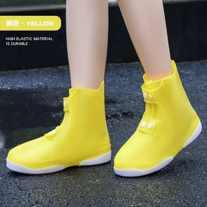 Reutilizável impermeável overshoes homens mulheres tpe sapatos cobre engrossar protetor de sapato durável transparente chuva com botão 240307