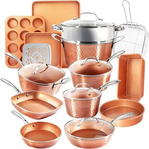 Коллекция стальных кованых медных кастрюль и сковородок премиум-класса, керамическая посуда с антипригарным покрытием, формы для выпечки для кухни 240321