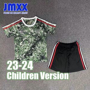 JMXX 24-25 MU Çocuk Futbol Formaları Kit Stone Roses Co Markalı Stiller Çocuk Üniformaları Jersey Futbol Gömlek 2024 2025 Top ve Şort Çocuk Versiyonu