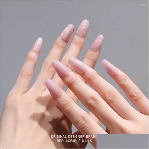 Накладные ногти Ziiibeyond Cherry Blossom Dream Nail Art ручной работы в стиле феи с розовым сияющим бриллиантом, короткая лестница для девочек Zb34, Прямая доставка Ottgb