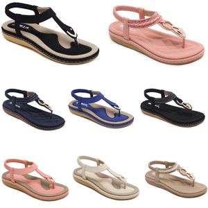 Sandalet Ayakkabı Yaz 2024 Kadınlar Düşük Topuklu Kafes Yüzey Boya Mom Siyah Beyaz Büyük Boyut 35-42 J56 GAI 43363