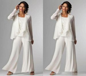 Zarif Fildişi Şifon Gelin Pantolon Anne Düğün Konuk Giyim Artı Boyut Özel Yapımı Ucuz Gece Elbise Damat Mo5367897