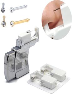 1 Set 2mm burun saplamaları için tek kullanımlık güvenli steril piercing ünitesi delici tabanca piercer alet makinesi kiti saplama küpe mücevherleri1575531