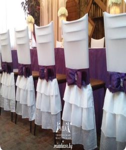 Spandex 2016 Weiße Schleife Vintage Stuhlschärpen Romantische schöne Stuhlhussen Günstige maßgeschneiderte Hochzeitszubehör9987618