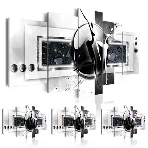 ungerahmt5 Panel-Leinwandkunst, abstrakte Schwarz-Weiß-Tänzerin, Ölgemälde, Raumdekoration, Wandbilder für Wohnzimmer, 241 m